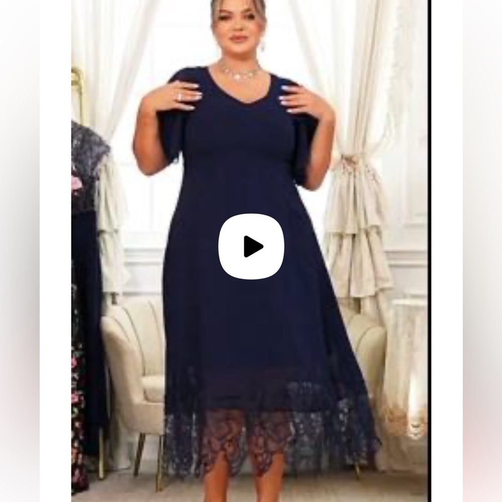 Chic Navy Lace Midi Dress